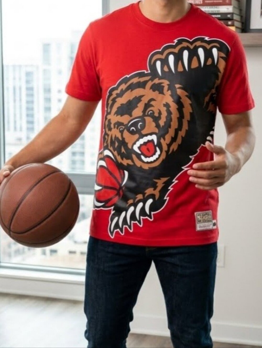 Mitchell & Ness Red Hardwood Classics NBA Patch Tee